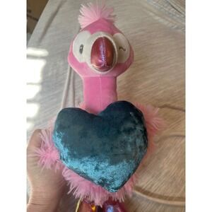 Pink‎ Flamingo Plush Heart Teal Velvet Stuffed Animal Toy